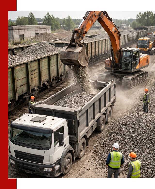 Железнодорожный щебень фракция 25–60 для поставок в Луховицах