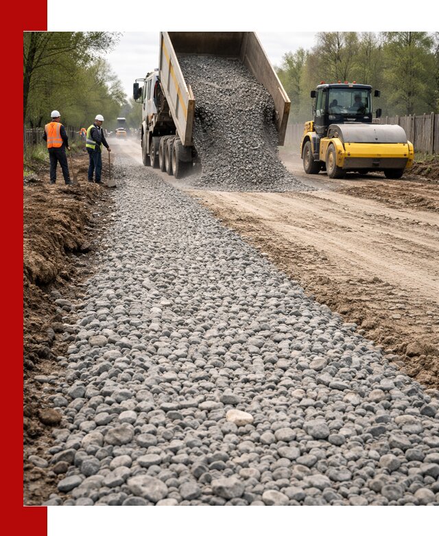 Доставка щебня для отсыпки дорог в Луховицах высокого качества