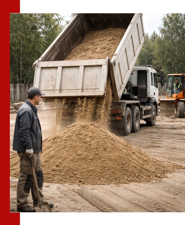 Доставка и продажа песка с разгрузкой в Луховицах