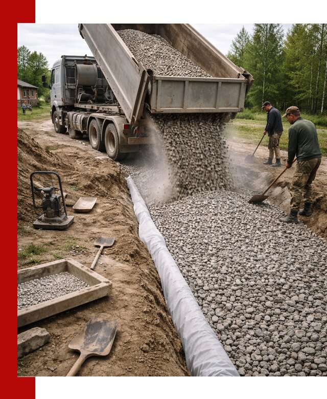 Гравий для дренажа с доставкой в Луховицах качественный и недорогой