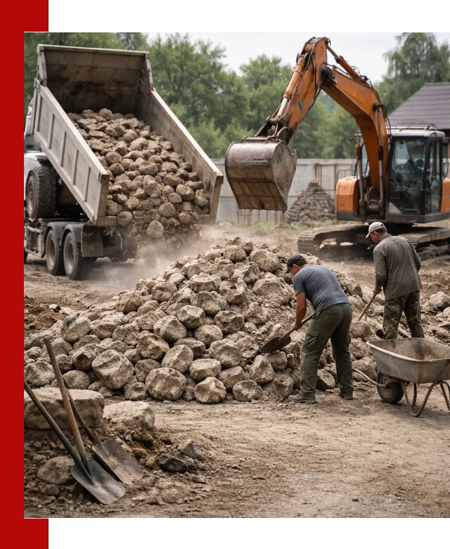 Доставка и разгрузка бутового камня в Луховицах