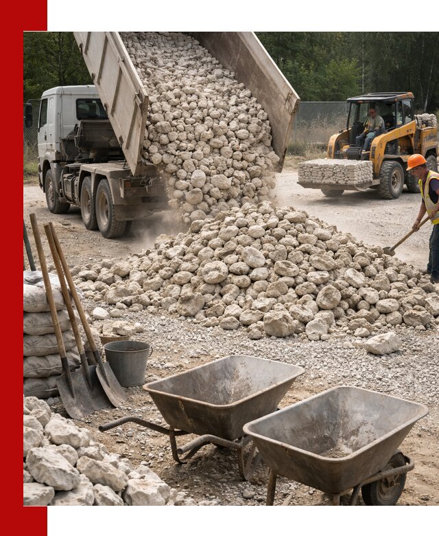 Доставка и продажа бутового известнякового камня в Луховицах