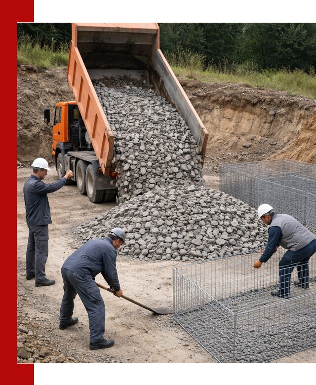Камень для габионов с доставкой в Луховицах быстро и надёжно