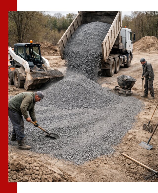 Отсев для подсыпки в Луховицах — доставка и подсыпка на участок