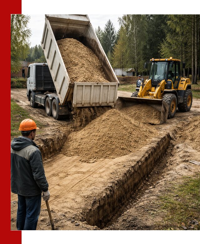 Доставка песчаного грунта в Луховицах для строительных работ