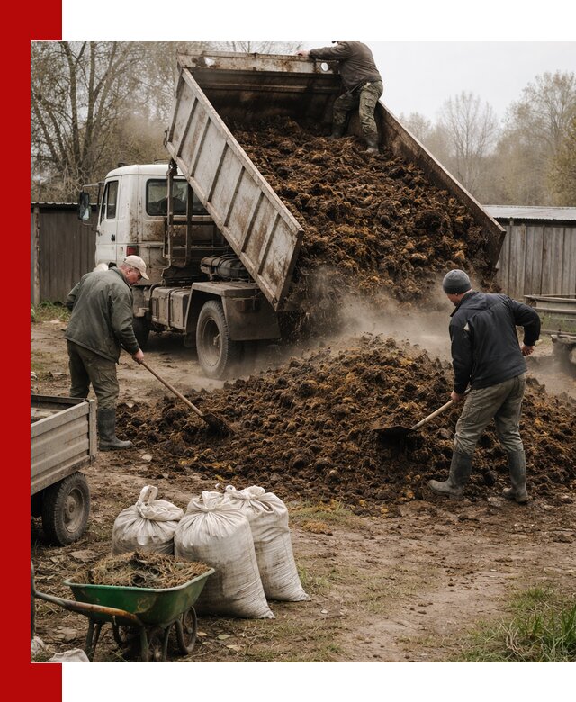 Доставка коровьего навоза самосвалом в Луховицах