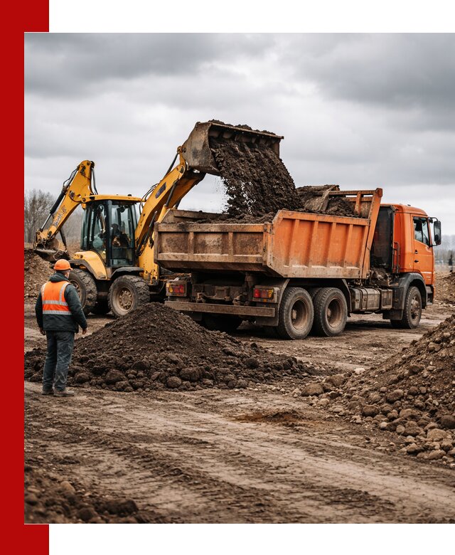 Вывоз грунта и строительного мусора в Луховицах грузовыми самосвалами