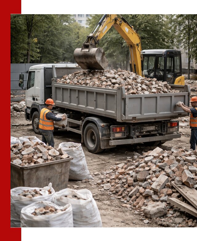 Вывоз строительного мусора в Луховицах с самосвалами и контейнерами