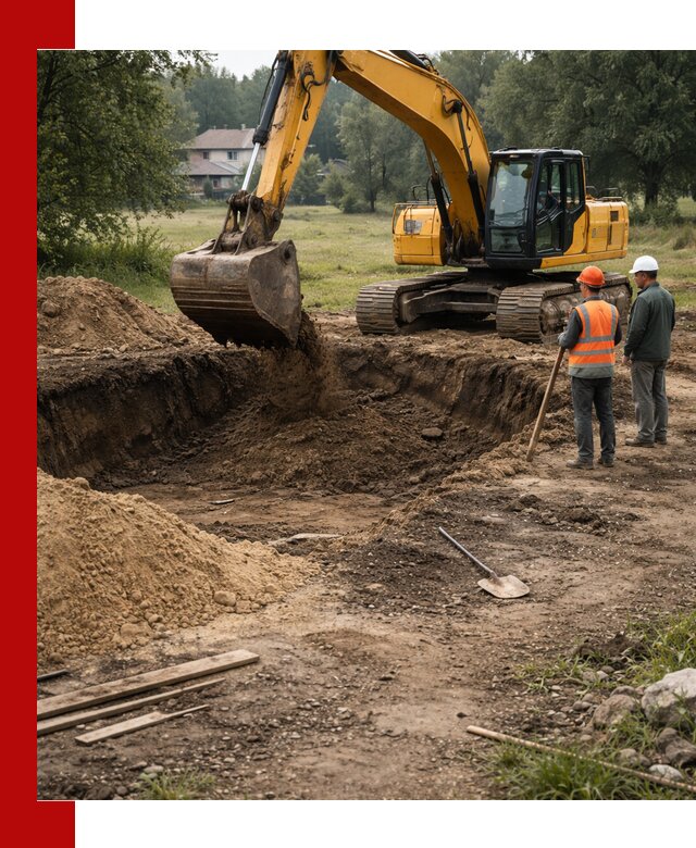 Рытье котлована под фундамент в Луховицах (быстро и недорого)