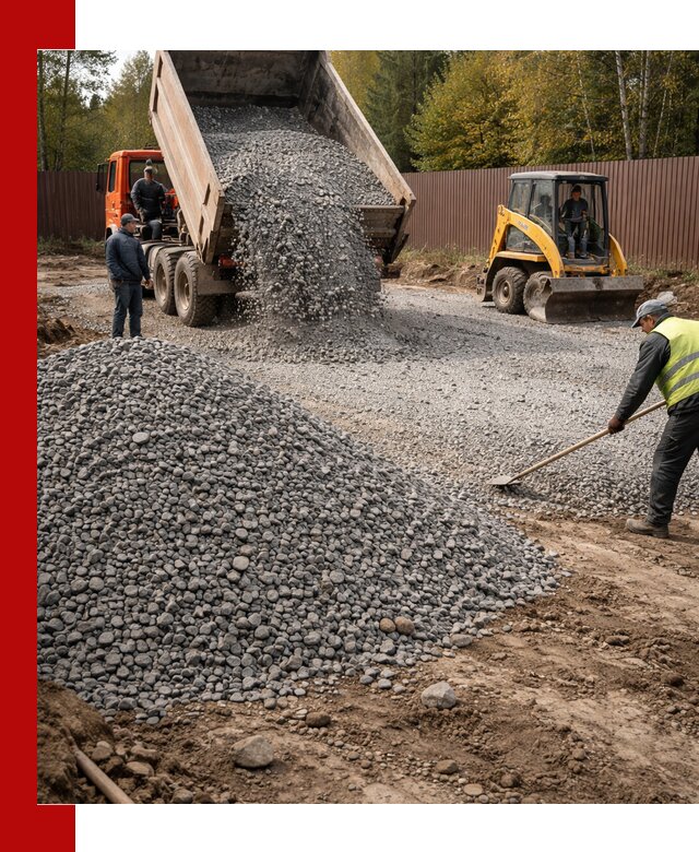 Отсыпка участка щебнем с доставкой и уплотнением в Луховицах